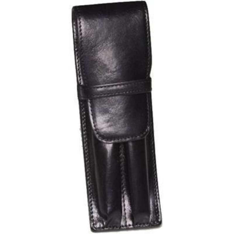 Aston Leather 2 Pen Holder Black