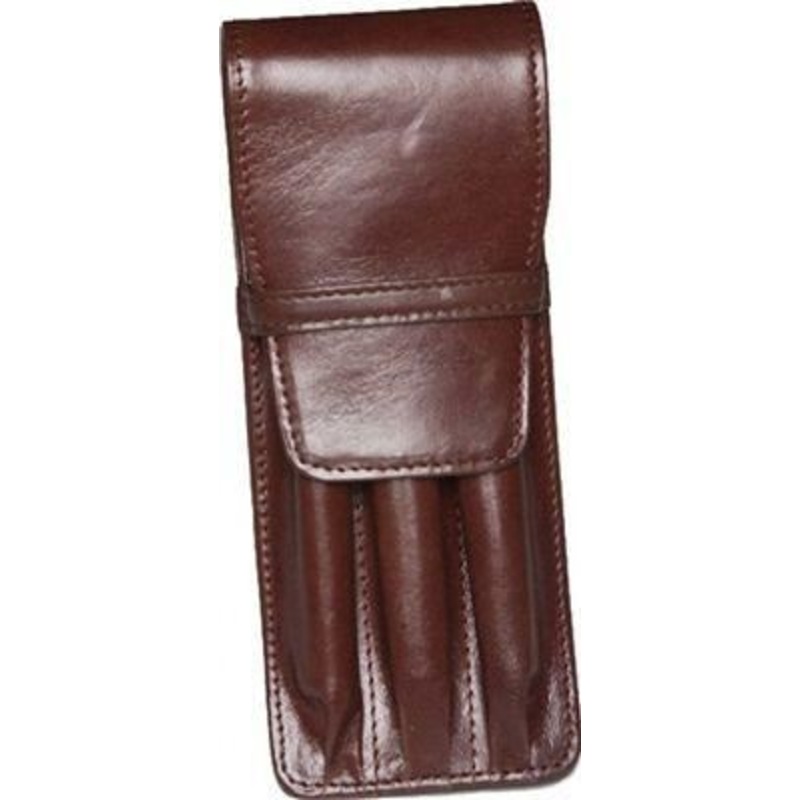 Aston Leather 3 Pen Holder Brown