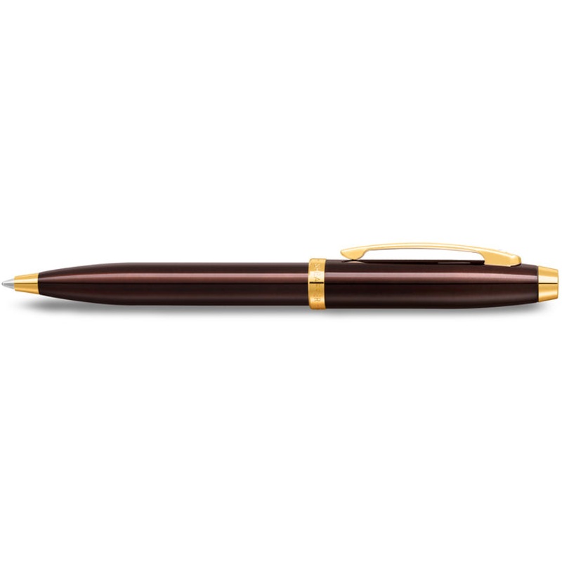 Sheaffer 100 Coffee Brown lacquer with PVD gold trim Ballpoint Pen