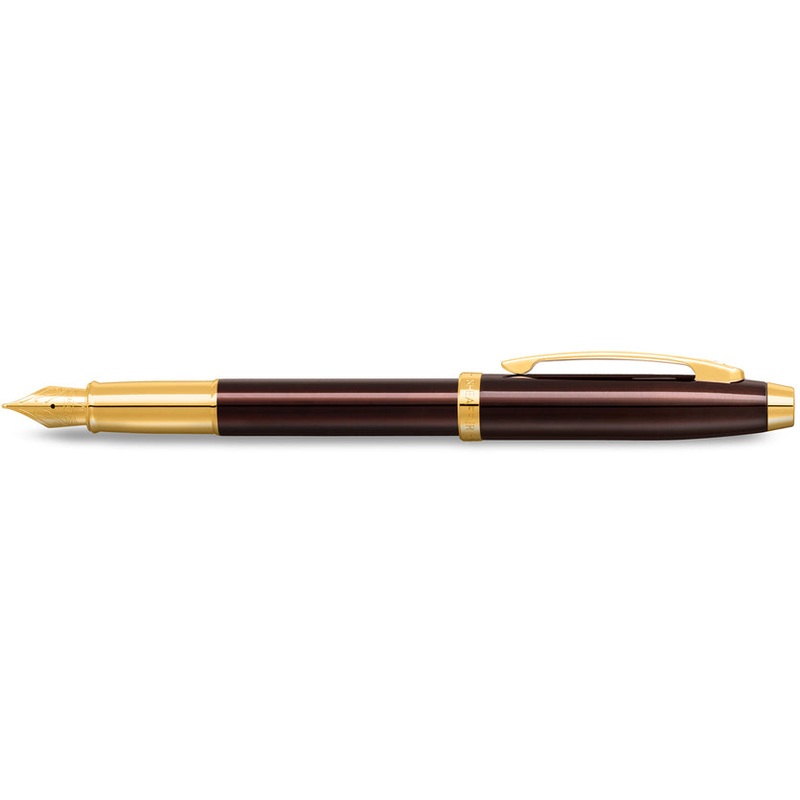 Sheaffer 100 Coffee Brown lacquer with PVD gold trim Fountain Pen