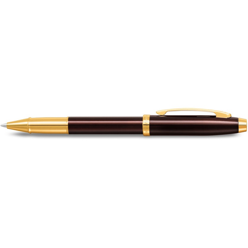 Sheaffer 100 Coffee Brown lacquer with PVD gold trim Rollerball Pen