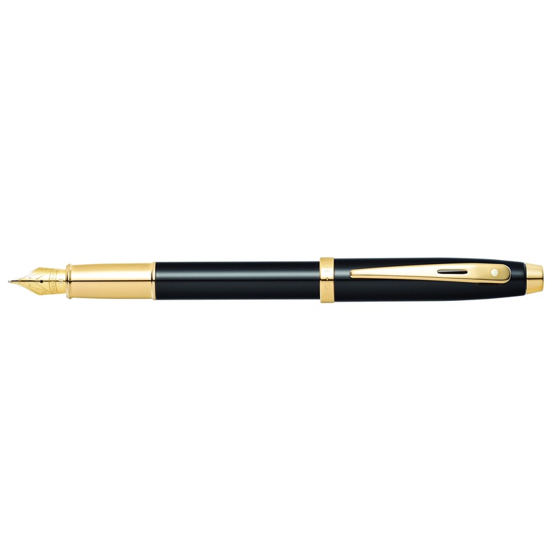 Sheaffer 100 Glossy Black and Gold Trim Fountain Pen