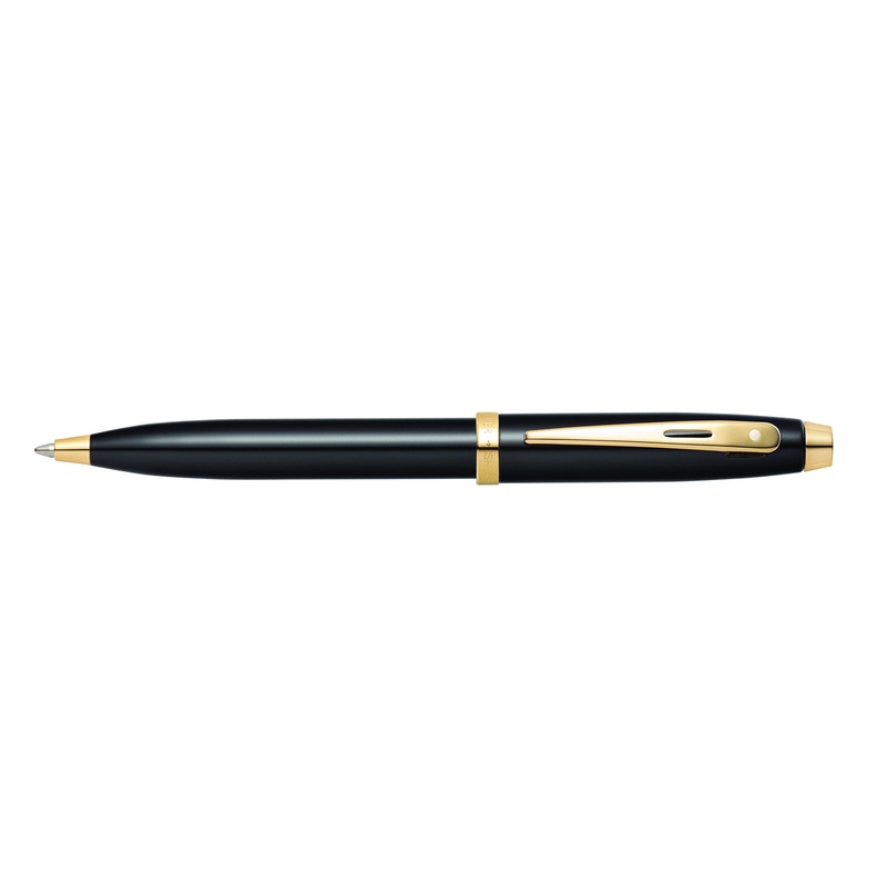 Sheaffer 100 Glossy Black Lacquer and Gold Trim Ballpoint Pen