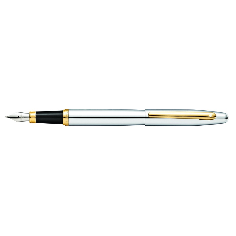 Sheaffer VFM Chrome with Gold Trim Fountain Pen