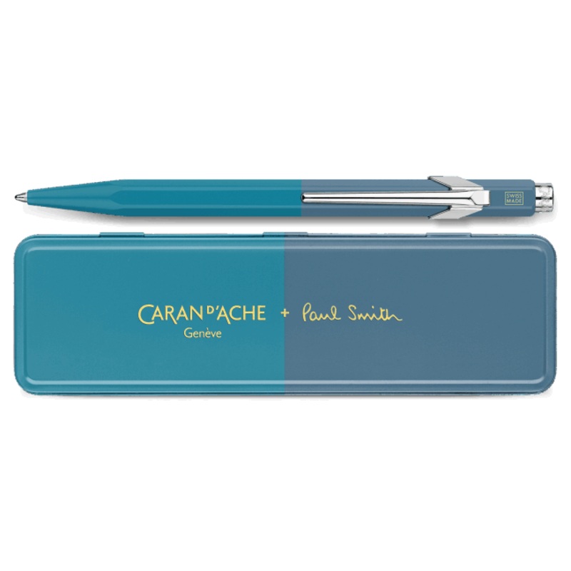 Caran d'Ache 849 Paul Smith Cyan Blue and Steel Blue Ballpoint Pen