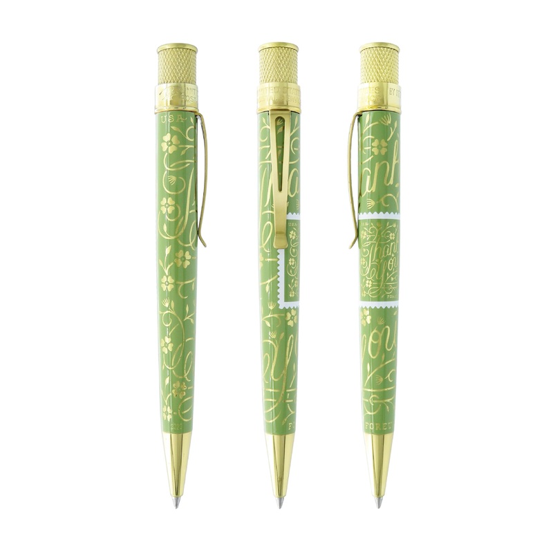 Retro 1951 Tornado U.S. Postal Service Thank You Muted Green Rollerball Pen