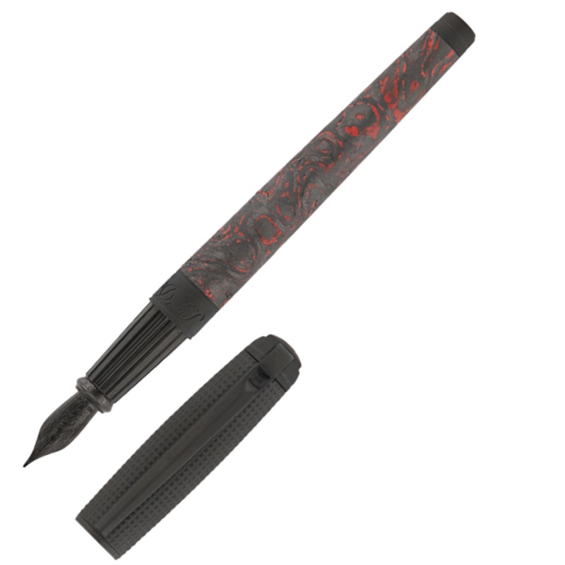ST Dupont Line D Carbon Collection Fiery Lava Fountain Pen