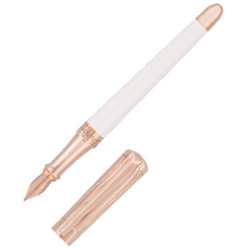 ST Dupont Liberte Wave White and Pink Gold Fountain Pen