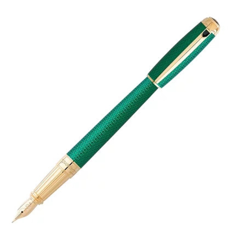 ST Dupont Line D Firehead Guilloche Emerald Fountain Pen
