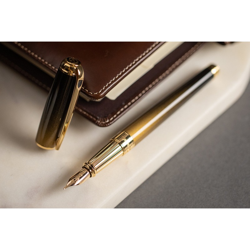 ST Dupont Line D Sunburst Black Fountain Pen
