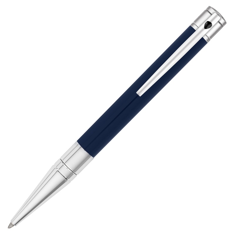 ST Dupont D-Initial Blue & Chrome Ballpoint Pen
