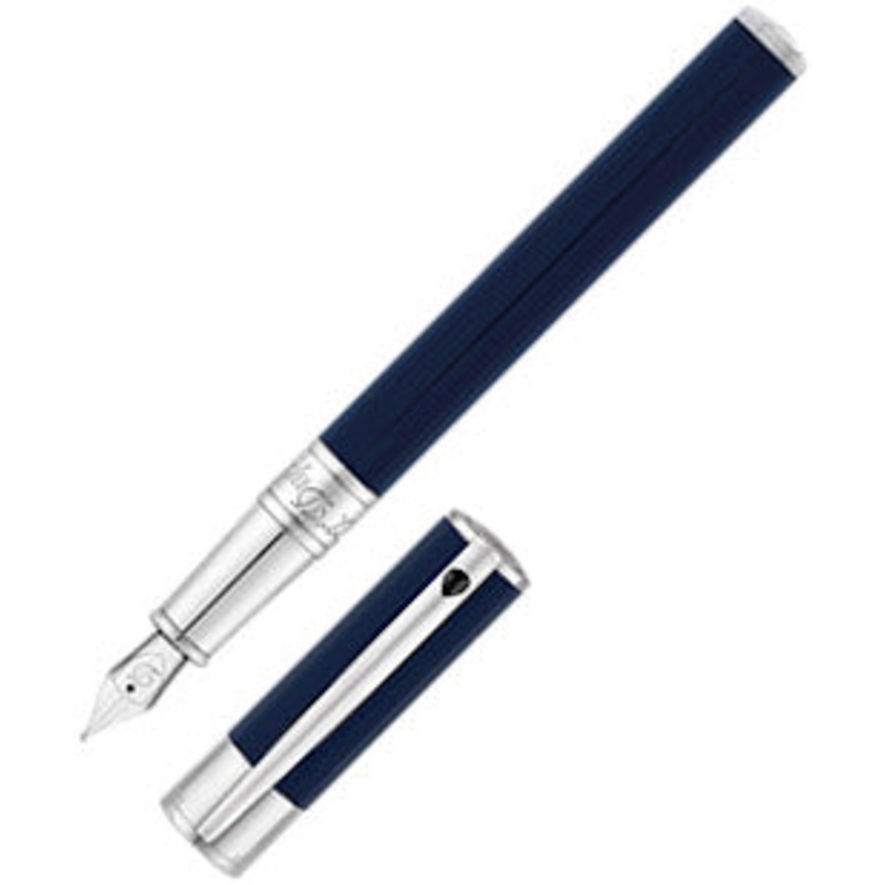 ST Dupont D-Initial Blue & Chrome Fountain Pen