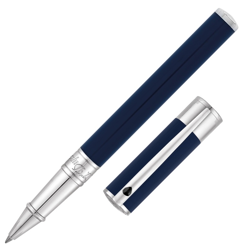 ST Dupont D-Initial Blue & Chrome Rollerball Pen