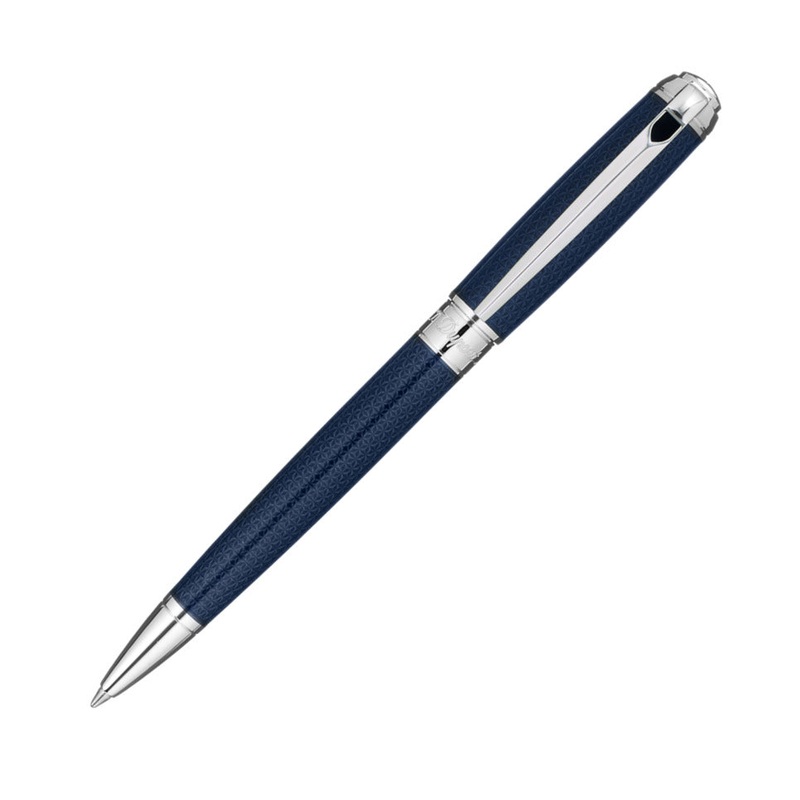 ST Dupont Line D Medium Guilloche Blue Ballpoint Pen
