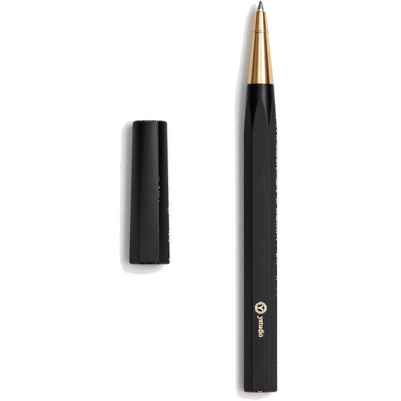 ystudio Resin Brass Black Rollerball Pen