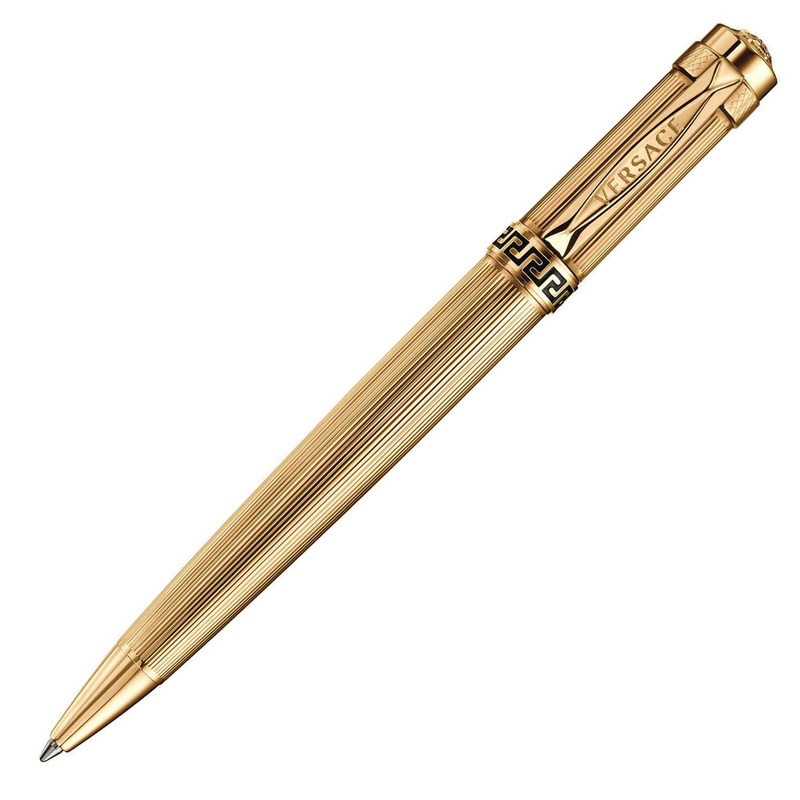 Versace Astrea Yellow Gold Guilloche Ballpoint Pen