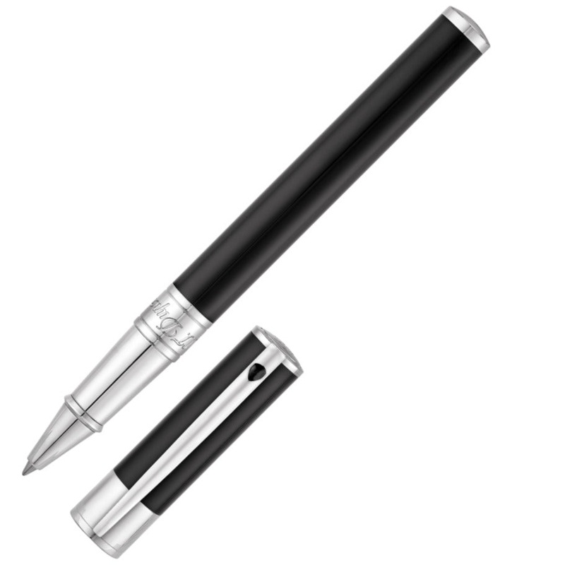 ST Dupont D-Initial Black & Chrome Rollerball Pen