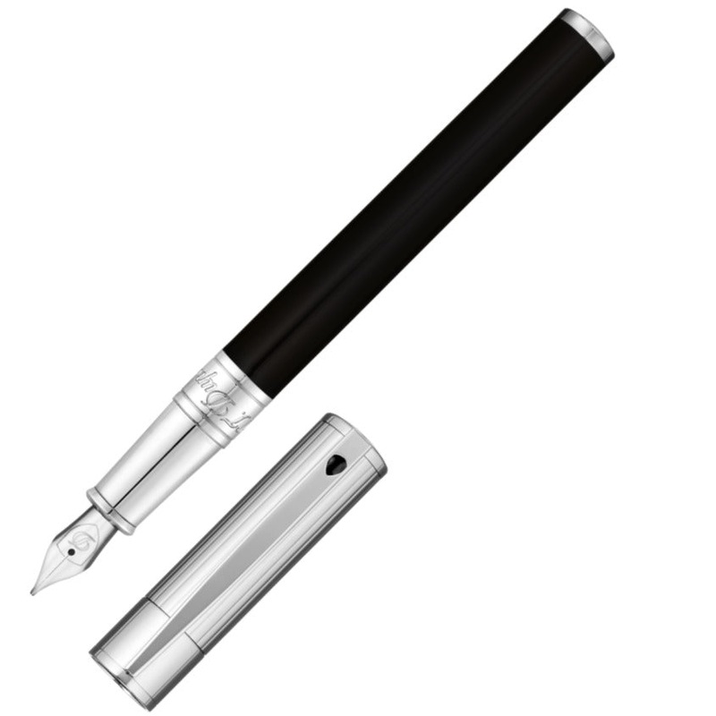 ST Dupont D-Initial Duo Tone Black & Chrome Fountain Pen