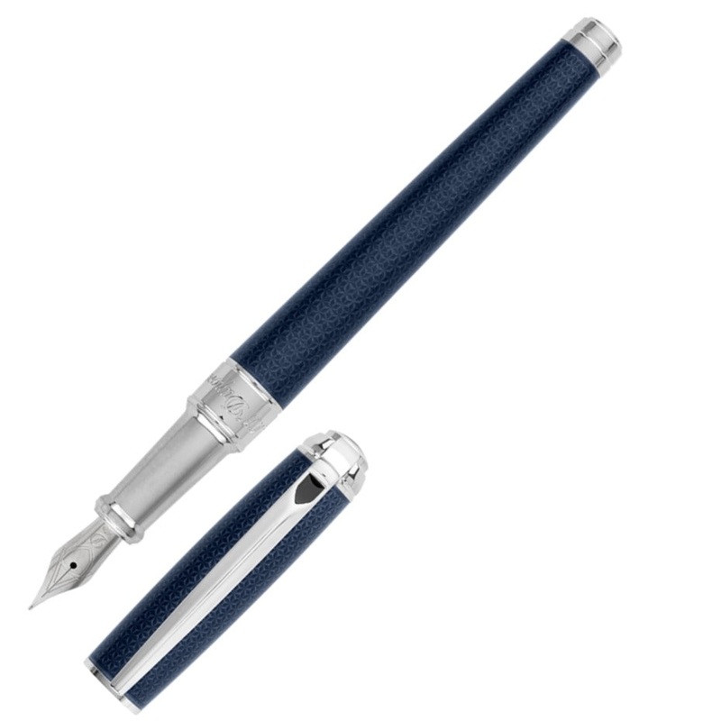 ST Dupont Line D Medium Guilloche Blue Fountain Pen