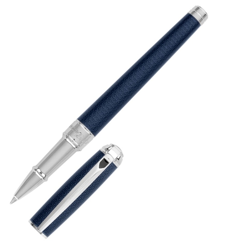 ST Dupont Line D Medium Guilloche Blue Rollerball Pen