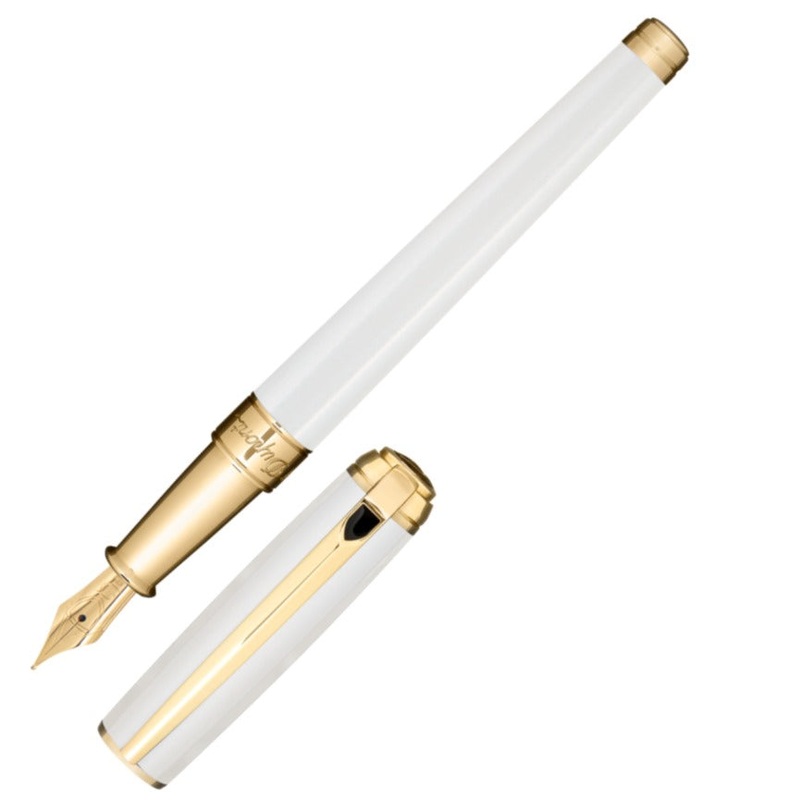 ST Dupont Line D Pearly White & Gold Fountain Pen